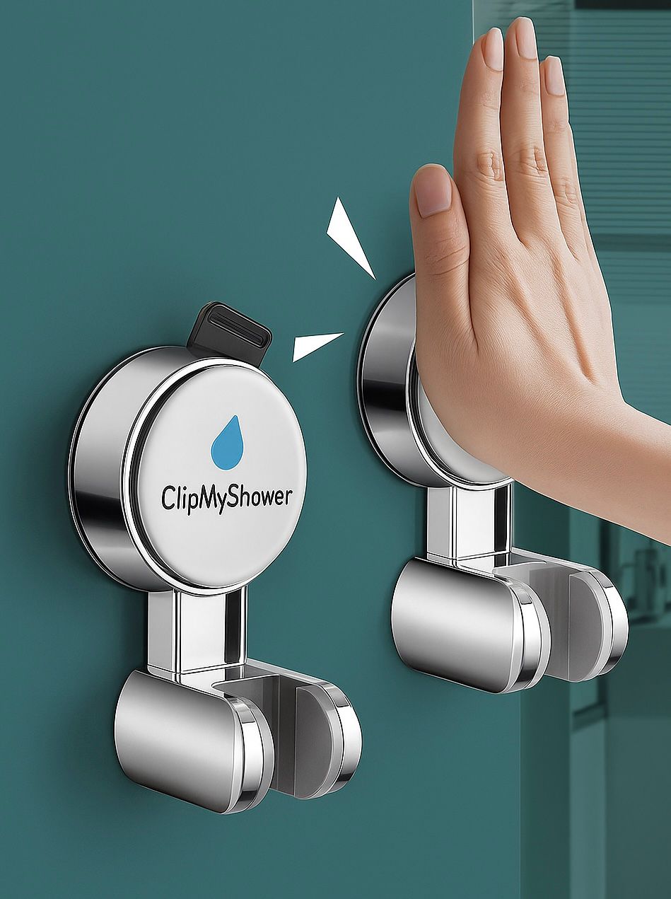ClipMyShowes – Adjustable Shower Head Holder (No Drilling, 360° Rotation)